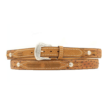 Nocona Men's Brown Ostrich and Lace Overlay Belt