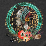 Black Bleach Spray Graphic Tee - Multi Layered Colorful Headdress