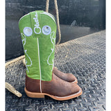 Olathe Kids Brown and Green Bucking Horse Boots