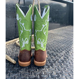 Olathe Kids Brown and Green Bucking Horse Boots