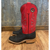 Olathe Black & Red Smooth Ostrich Boots