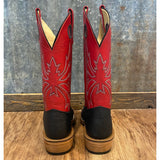 Olathe Black & Red Smooth Ostrich Boots