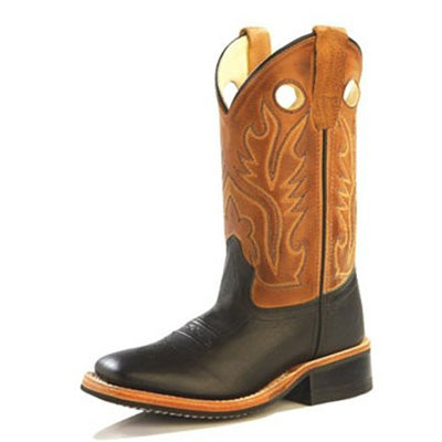 Children's Black Tan Top Square Toe Boots