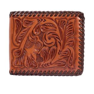 Floral Hand Tooled Leather/Lace Bi-fold Wallet
