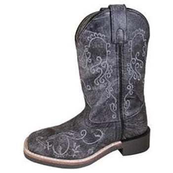 Kid's Vintage Black Swirl Embossed Boots