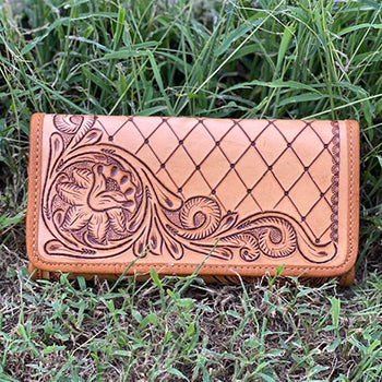 American Darling "Jade"  Floral/Diamond Tooled Wallet