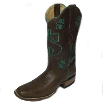 Corral Brown Turquoise Dollar Sign Square Toe