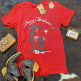 Red Merry Christmas Cowboy Tee