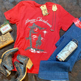 Red Merry Christmas Cowboy Tee