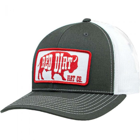 Red Dirt  Heather Grey/White Cap with Red Buffalo Patch