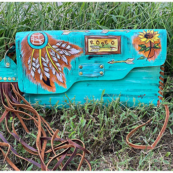 American Darling Turquoise Hand Painted Rodeo Clutch