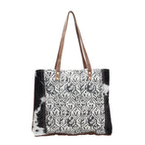 Black and White Hide Diamond Print Handbag