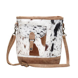 White Hide Front Pocket Cross Body Purse 