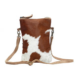 White and Brown Hide Cross Body Purse 