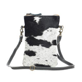 Black and White Hide Long Cross Body Purse 