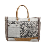 Grey Hide and Floral Weekender Bag 
