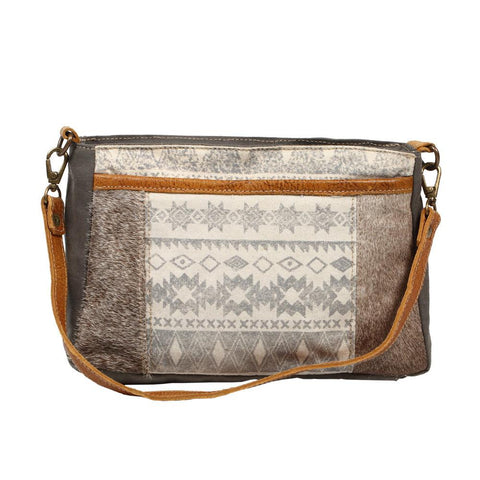 Grey Hide and Aztec Classical Cross Body Purse 