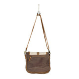 Grey Hide and Aztec Flap Cross Body Purse 