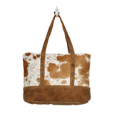 Tan and White Hide Handbag 