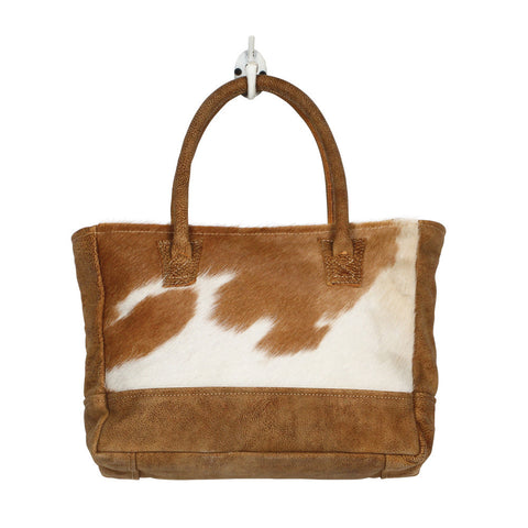 Tan and White Hide Simple Handbag 