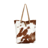 All Over Tan and White Tote Bag 