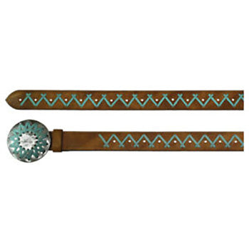 Catchfly Western Women's Belt Turquoise Laced Brown