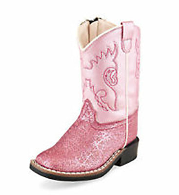 Toddler Pink Snake Print Square Toe Boots