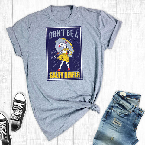 Rebel Rose Grey Graphic Tee - Don't be a  Salty Heifer