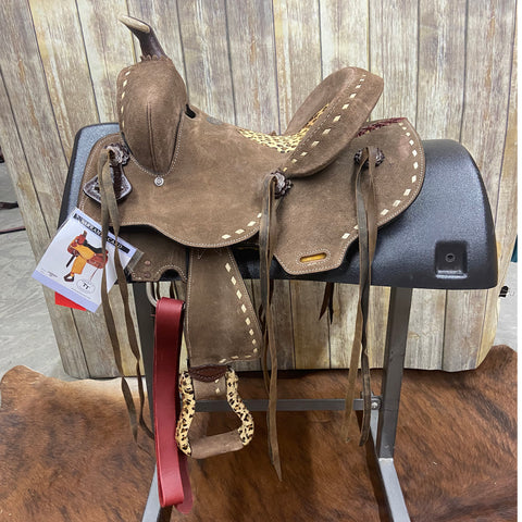 Double T 12 Inch Cheetah Roughout Saddle