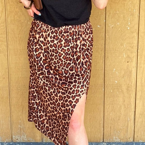 Rowdy Crowd Women's Cheetah Side Slit Skirt