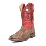 Smoky Mountain Kid's Brown Viper and Red Square Toe Boots