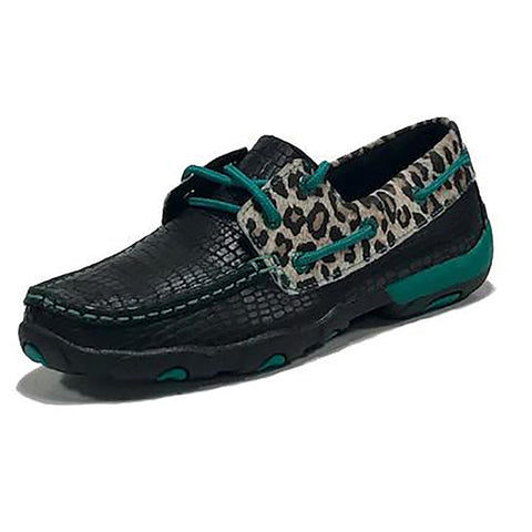 WE Exclusive~Twisted X Women's Black and Turquoise Leopard Driving Moc