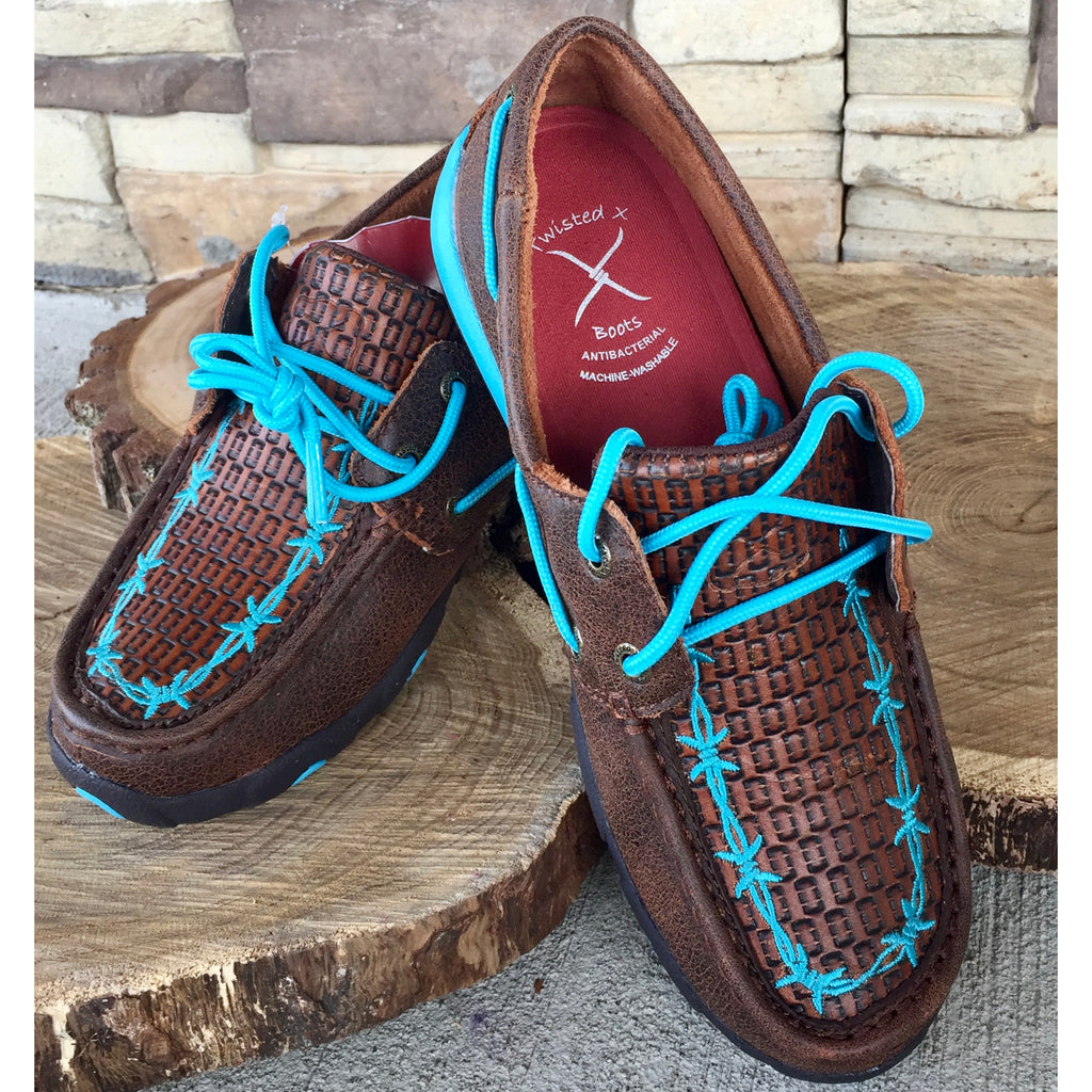 WE Exclusive Twisted X Women's Blue Tooled Barbwire Moc