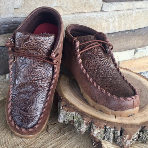 WE Exclusive ~Twisted X Kid's Brown Floral Embossed Driving Moc