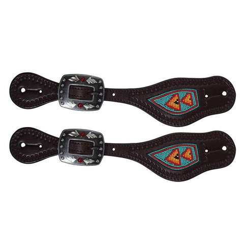 Professional's Choice Turquoise/Red Beaded Spur Straps