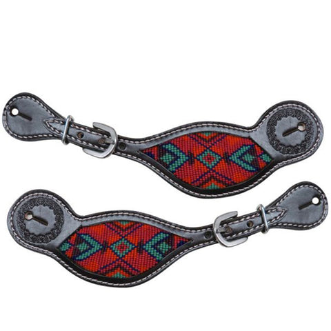 Showman Dark Chocolate Beaded Inlay Spur Straps