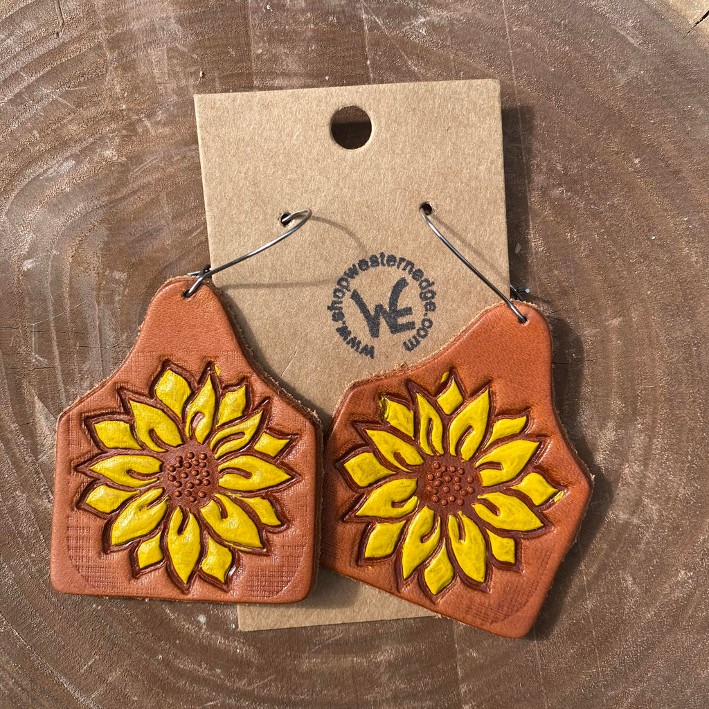 Handcrafted Sunflower Ear Tag Earrings