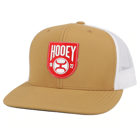 Hooey High Profile Tan/White Cap-Red Hooey 1972 Patch