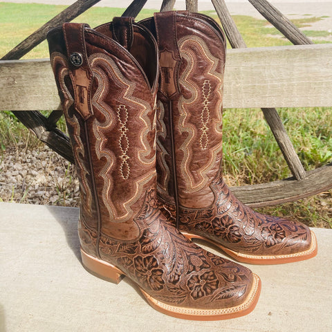 Tanner Mark Women's "Trinity" Classic Brown Square Toe Boots