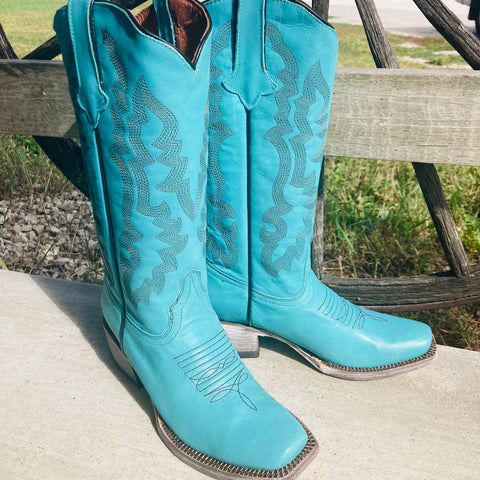 Tanner Mark Women's "Addy" Turquoise Square Toe Boot