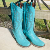 Tanner Mark Women's "Addy" Turquoise Square Toe Boot