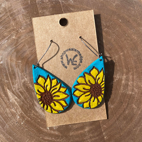 Handcrafted Turquoise Sunflower Earrings