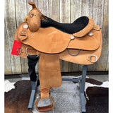 Butterfly Skirt Training Saddle - Natural Roughout Leather
