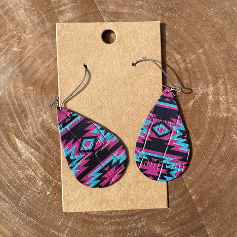 Handcrafted Aztec Leather Earrings