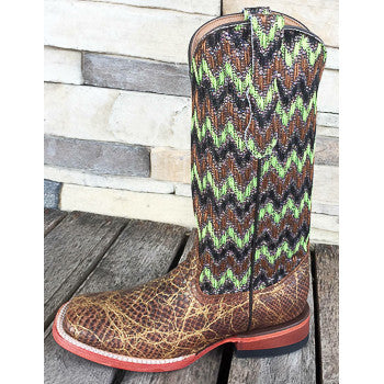 Ferrini Women's Snake Print and Chevron Square Toe Boots