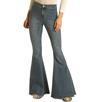 Rock Roll Women's High Rise Bell Bottom Jeans