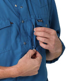 Wrangler Men's Solid High Tide Blue Shirt