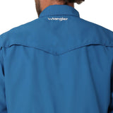 Wrangler Men's Solid High Tide Blue Shirt