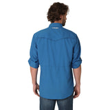 Wrangler Men's Solid High Tide Blue Shirt